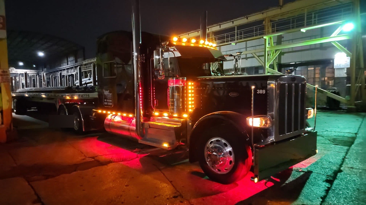 Custom LED-lit Peterbilt 389 truck